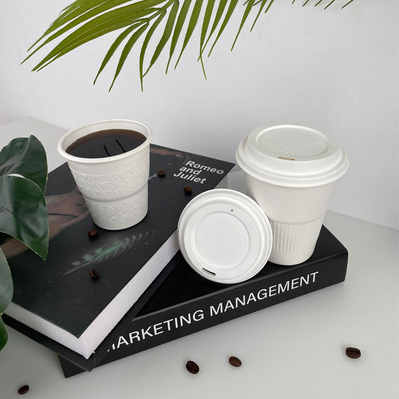 Coffee Flat 90mm Disposable Cup Lid For Hot Paper Cups Go Biodegradable Sugarcane Bagasse Lids
